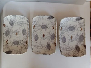Modern Grey Salt Glazed Sushi Trays W/ Leaves 8.5 x5.5 - Picture 1 of 7