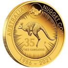 Złota moneta Samorodek kangura 35. Jubileusz 2021 - Australia - w etui - 1/4 uncji PP
