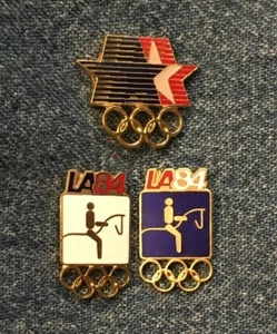 Pin Olímpico Ecuestre~Juego de 3~Pictograma~1984 Los Ángeles~LA~Cloisonne de colección - Imagen 1 de 2