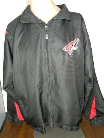 ARIZONA COYOTES full zip warmup black windbreaker jacket men's L Firstar hockey Cover