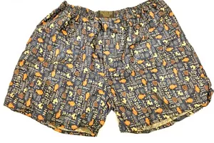 Boxer uomo blu marrone disegno pesce seta come XL 36" 38" 40" vita 16" lungo - Foto 1 di 4