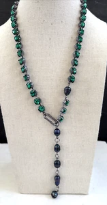 Neu Anthropology Lariat Y Halskette grün Strass grau Perlen - Bild 1 von 6