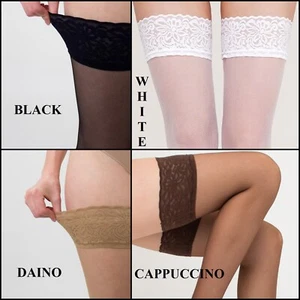 Giulia Emotion thin women's stockings with wide lace silicone crown base 20 Den - Picture 1 of 44
