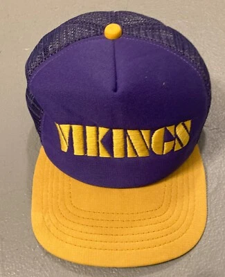 复古 80 年代明尼苏达维京人平沿帽卡车司机帽紫色帽子 NFL 美国制造 — 第 1/4 张图片