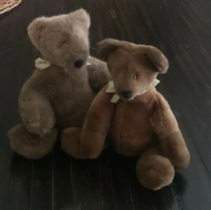 Vintage Popplestone Bears by Carole Bowling Plush Brown Pair of Original Designs - Picture 1 of 13