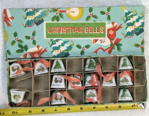 Excellent Vintage 14 pc Commodore Japan Ceramic Christmas Bell Ornaments - Picture 1 of 13