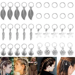 Silver Metal Hair Rings Braid Dreadlocks Bead Hair Cuffs Dread Tube Charm - Picture 1 of 12
