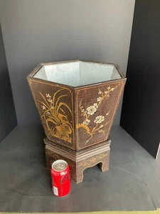 Asian Octagon Planter w/ Stand & Insert - Picture 1 of 14