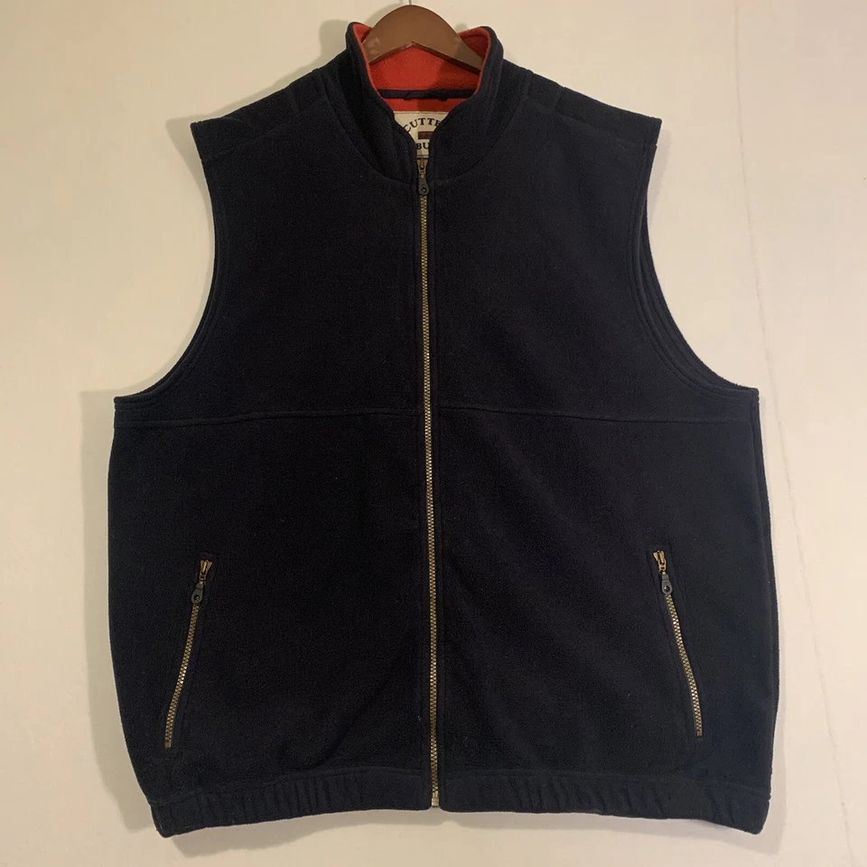 Vintage Cutter and Buck Mens XL Fleece Golf  Vest Dark Blue Full Zip Jacket - Image 1 of 4