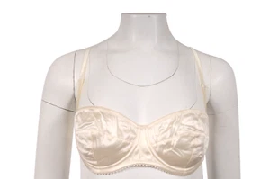 Sujetador Ropa Interior Mujer Dolce & Gabbana US 38 IT 4 Blanco Cram Mezcla Seda Semi Acolchado - Imagen 1 de 16