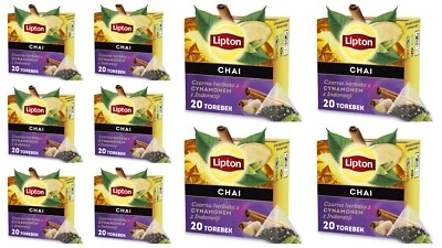 10 x Lipton CHAI - Té negro con canela - 20 bolsitas de té piramidales 10 x 34 g Foto 1 de 2