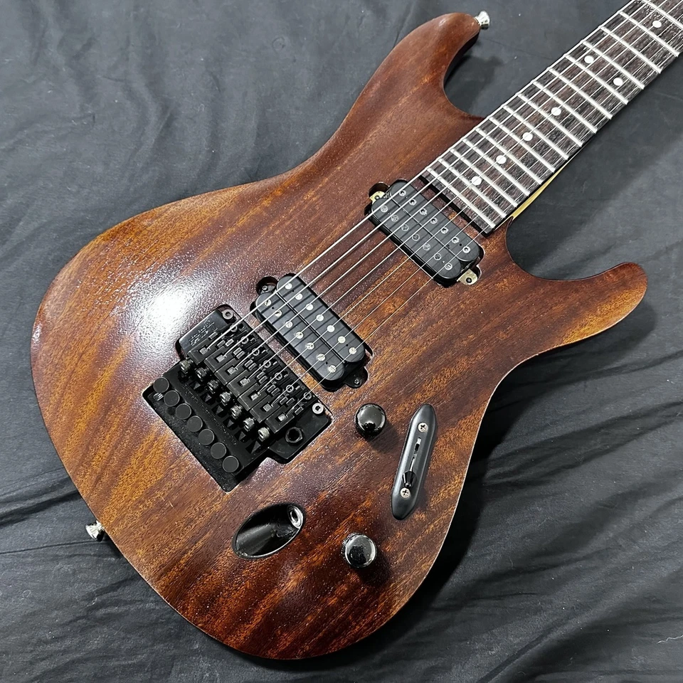 Ibanez S7420 日本制造 二手 桃花心木机身 FB 7 弦黑色珍珠 带软壳 — 第 1/4 张图片