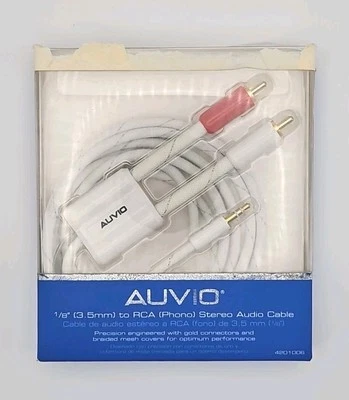 Auvio 3-Foot 1/8' Stereo Mini to Dual RCA Y-Cable (White) NOB OPEN BOX - Image 1 of 2