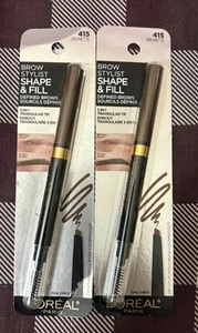 L'Oreal Brow Stylist Shape and Fill Pencil Brunette 8 oz 415 Brunette 2 Pkt - Picture 1 of 1