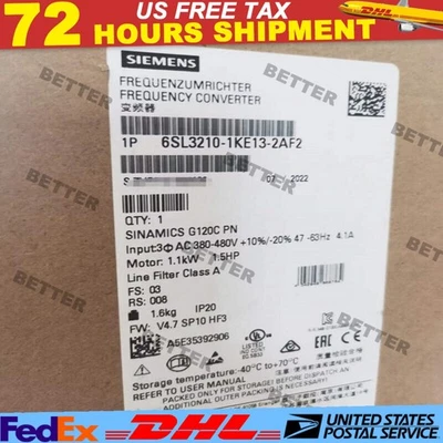 New Siemens 6SL3210-1KE13-2AF2 6SL3 210-1KE13-2AF2 G120C RATED POWER 1,1KW - Image 1 of 3