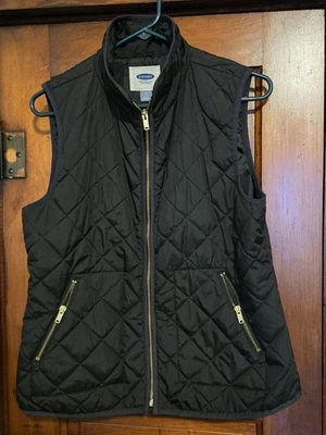 Chaleco acolchado negro azul marino antiguo ligero para mujer talla mediana bolsillos Foto 1 de 4