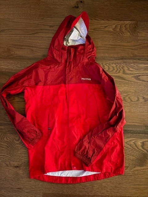 Chaqueta cortavientos roja para lluvia MARMOT para niños talla L grande 10 12 Foto 1 de 1