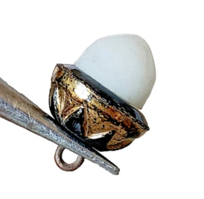 Botón Antiguo Realista Vidrio Blanco y Negro Bellota Popper Leo 2 Piezas Foto 1 de 4