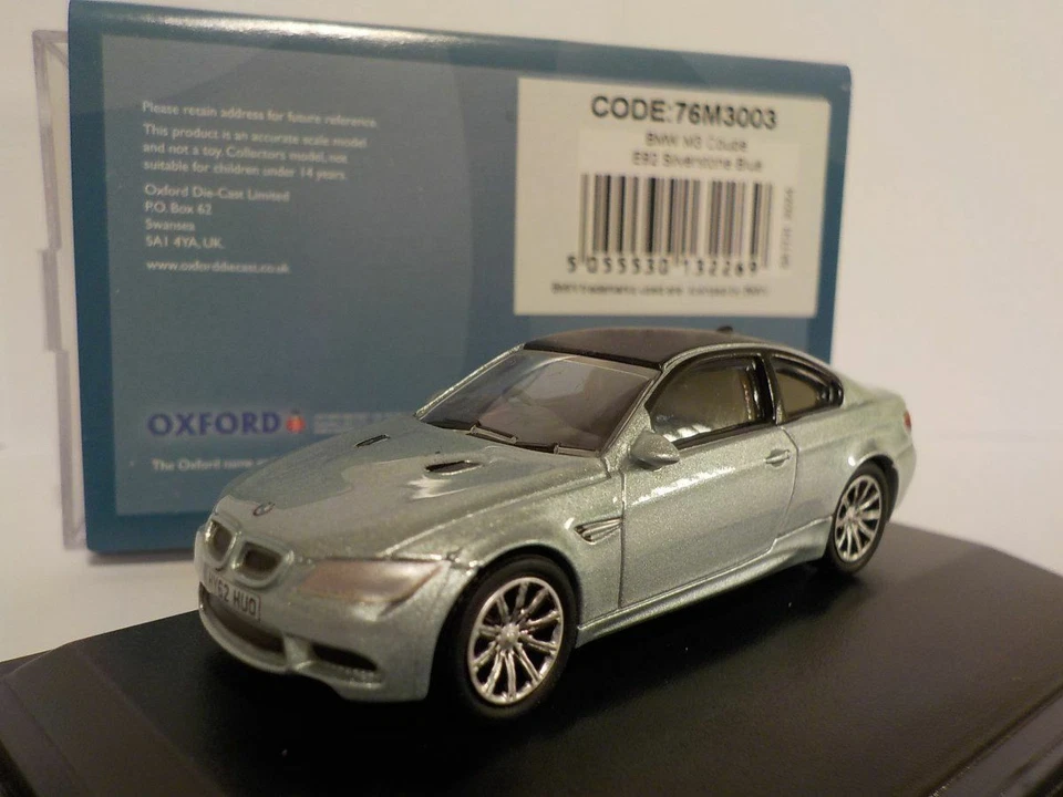 Model Car. BMW M3 COUPE - E92 SILVER/BLUE, Oxford Diecast 1/76 New Release - Image 1 of 1