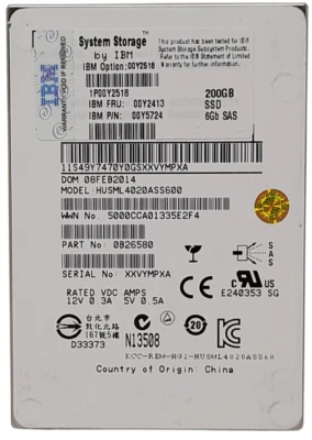 IBM HUSML4020ASS600 200GB 2.5" SAS Hard Drive 100% Health - Image 1 of 2