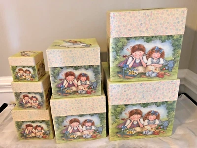Set of 7 Stacking & Nesting Bob's Boxes Special Friends Art Sherri Buck Baldwin - Image 1 of 4