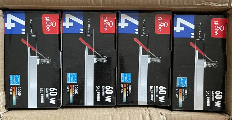 Paquete de 4 Globos Eléctricos 4" LED Integrados Ultra Delgados Kit de Iluminación Empotrada 9 Vatios Foto 1 de 2