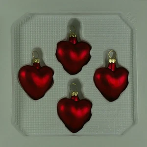Lauschaer Glas Christbaumschmuck Herzen klein dunkelrot matt mundgeblasen - Picture 1 of 5
