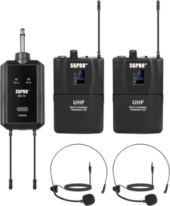 Dual Wireless Head-Worn Microphone Set - Compact Transmitter & Receiver with Mut - Picture 1 of 6