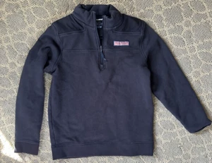 Vineyard Vines Shep Shirt Youth Medium 10-12 Navy Blue 1/4 Zip Sweatshirt - Picture 1 of 7