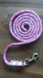 Mini Horse Nylon Lead 1/2" Rope 80 inches brass snap pink multi - Picture 1 of 2