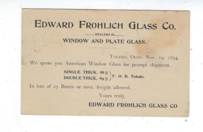 UX12 Postal Cards, Toledo Ohio, Advertising,  Edward Frohlich Glass Co. - Image 1 of 2