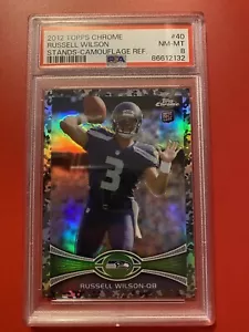 2012 Topps Chrome Russell Wilson /499 Camouflage Refractor RC PSA 8 Steelers - Picture 1 of 2