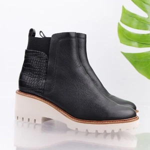 Dolce Vita Womens Huey H2O Boot Size 9.5 Black Waterproof Chunky Heel Lug Sole - Picture 1 of 13