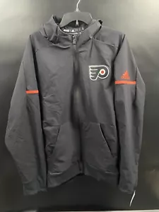 Adidas NHL Philadelphia Flyers Men’s Woven Full Zip Hoodie Size L Black D78570 - Picture 1 of 9