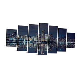 7 Panel Extra Large Chicago Skyline Canvas Wall Art Print Modern Cityscape  - Picture 1 of 7