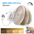Dimmable Cob Led Strip 220v High Density Flexible Tape Lamp Waterproof Cabinet
