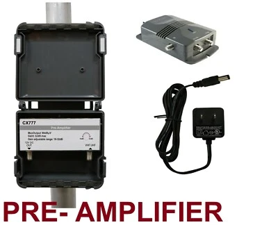 High Gain 32 dB PRE-AMPLIFIER HD TV ANTENNA SIGNAL CM CX-7778 Mast Mount UHF VHF - Image 1 of 4