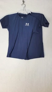 Under Armour Boy's Small Heat Gear Short-Sleeve Blue T-Shirt Youth Logo Lot of 2 - Picture 1 of 8