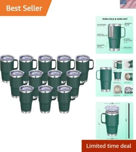 20 Unzen Edelstahl Becher mit Griff Großpackung Metall Isoliert Becher Trave... - Bild 1 von 8