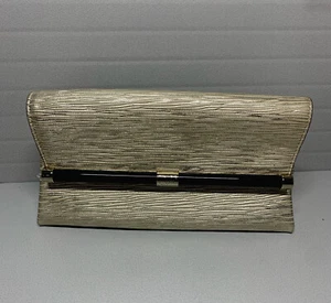 Elegant~Diane VonFurstenberg Evening Large Clutch Textured Leather in Gold ~$168 - Picture 1 of 12
