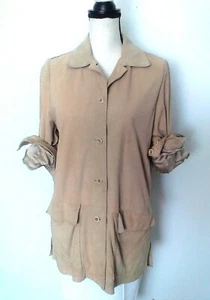 TALBOTS Collection Women's Small Tan Suede Long Sleeve 4 Button Shirt Jacket - Picture 1 of 10
