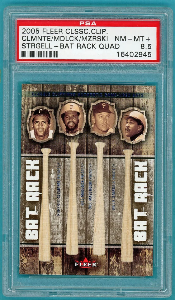 2005 Fleer Classic Clippings Clemente//Mazeroski/Stargell Game Used Bat PSA 8.5  - Image 1 of 1
