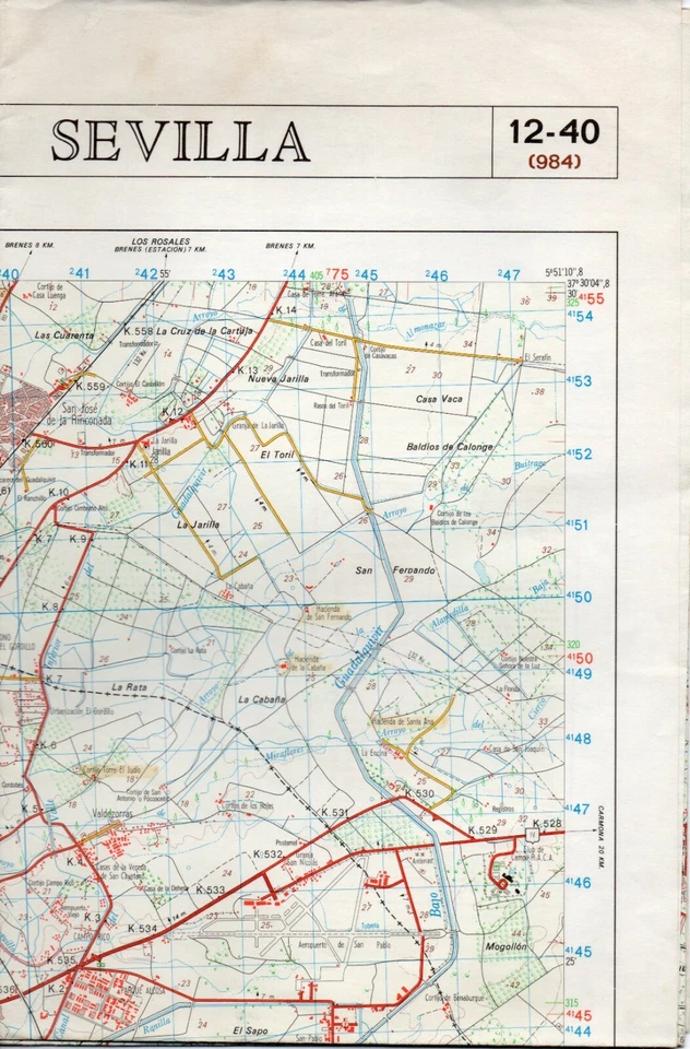 MAPA TOPOGRAFICO "SEVILLA" 984 (12-40) ESCALA 1:50000 # 1199 - Imagen 1 de 1
