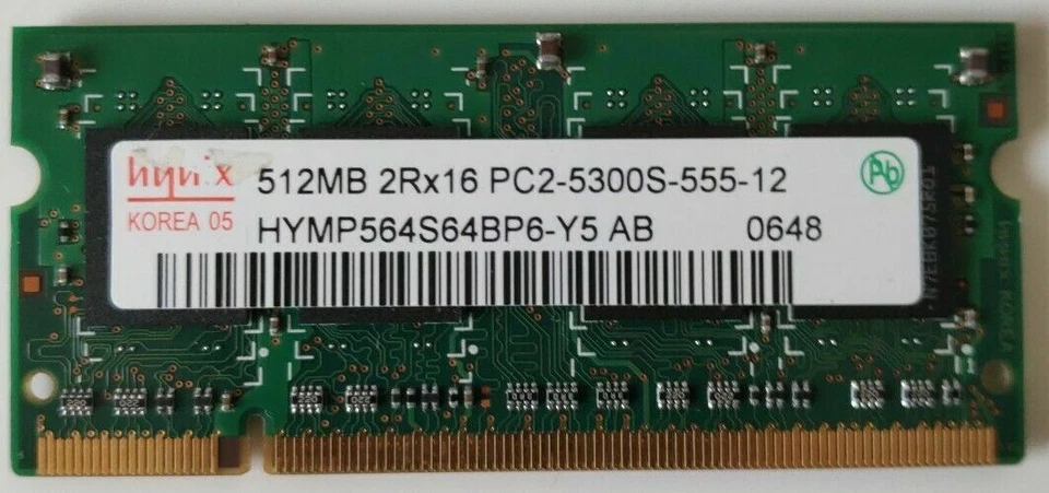 SCHEDA MEMORIA RAM  DDR2 HYNIX 512MB 2Rx16 PC2-5300S-555-12  - Immagine 1 di 1