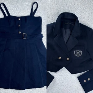 The Joey Women's SchoolGirl Uniform Dress Jacket Set Academia Navy Kpop - Picture 1 of 23