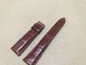 Correa de reloj de cuero de cocodrilo marrón rojo real genuino de 20 mm/16 mm - Imagen 1 de 1