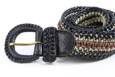 复古 Ralph Lauren 多色编织编织西部皮革腰带 L 码 — 第 1/4 张图片
