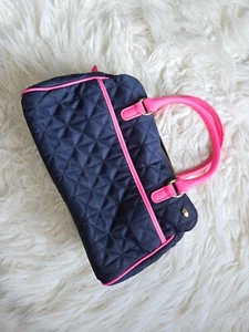Navy Juicy Couture Purse Bowler Bag Pink Straps Clean Inside Blue Outer - Picture 1 of 8