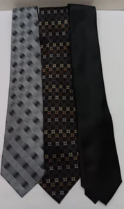 Men's DESIGNER Neck Ties Neckties Lot of 3 Assorted Patterns 2-silk/1-polyester - Picture 1 of 9