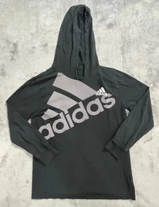 Adidas Hoodie Girl's Medium Black Relaxed Lightweight Pullover Sweatshirt Youth - Picture 1 of 8